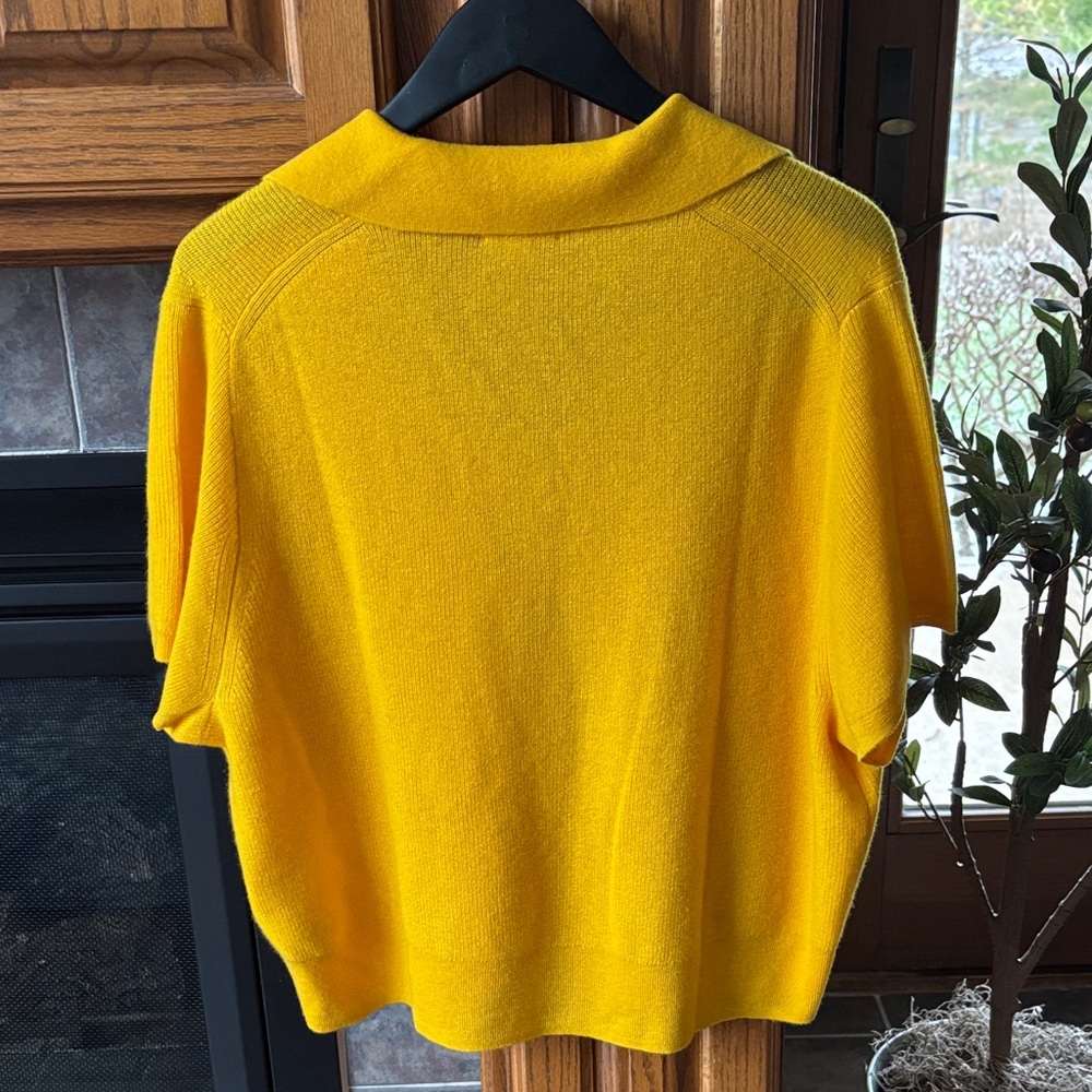 J. Crew Sunny Yellow V-Neck Collared Short-Sleeve Sweater - Picture 3 of 3